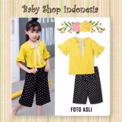setelan kulot polkadot kuning  large